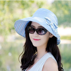 [해외] TOP신상 패션 캐주얼 여름 여성 비치 자외선 차단 모자 면 리본 예모 썬캡