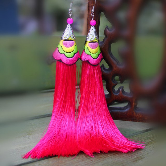 [해외] 패션 운남 소수민족 기념품 복고풍 자수 귀고리