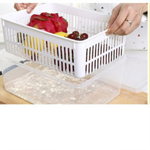 [해외] 부엌 신선한 배수 바구니 플라스틱 냉장고 과일과 야채 저장 상자