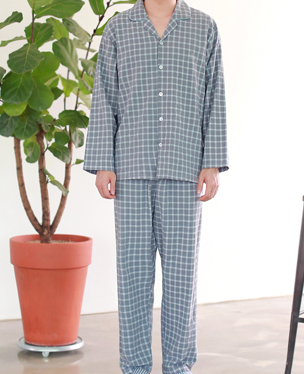 sw (코지이지)(wd1901)사각체크 남성 잠옷상하세트