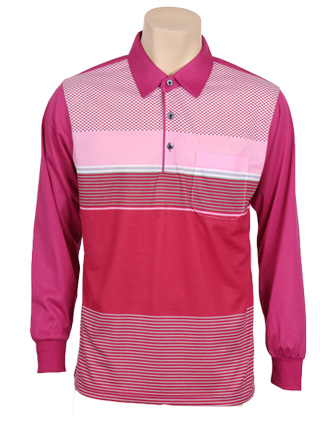 Mand ATS-034 (골프웨어) 클래식 스트라이프 카라 티셔츠-핑크2