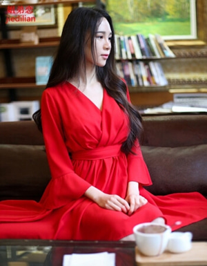 [해외] 2018년 봄과 여름 빨간 쉬폰 여성 드레스