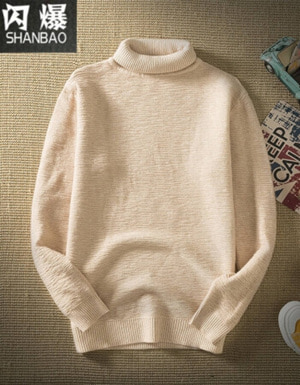 [해외] 단색 스웨터 터틀넥 스웨터 커플 스웨터