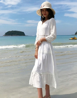 [해외] 2018년 봄여성 드레스 해변 리조트가 얇은 원피스