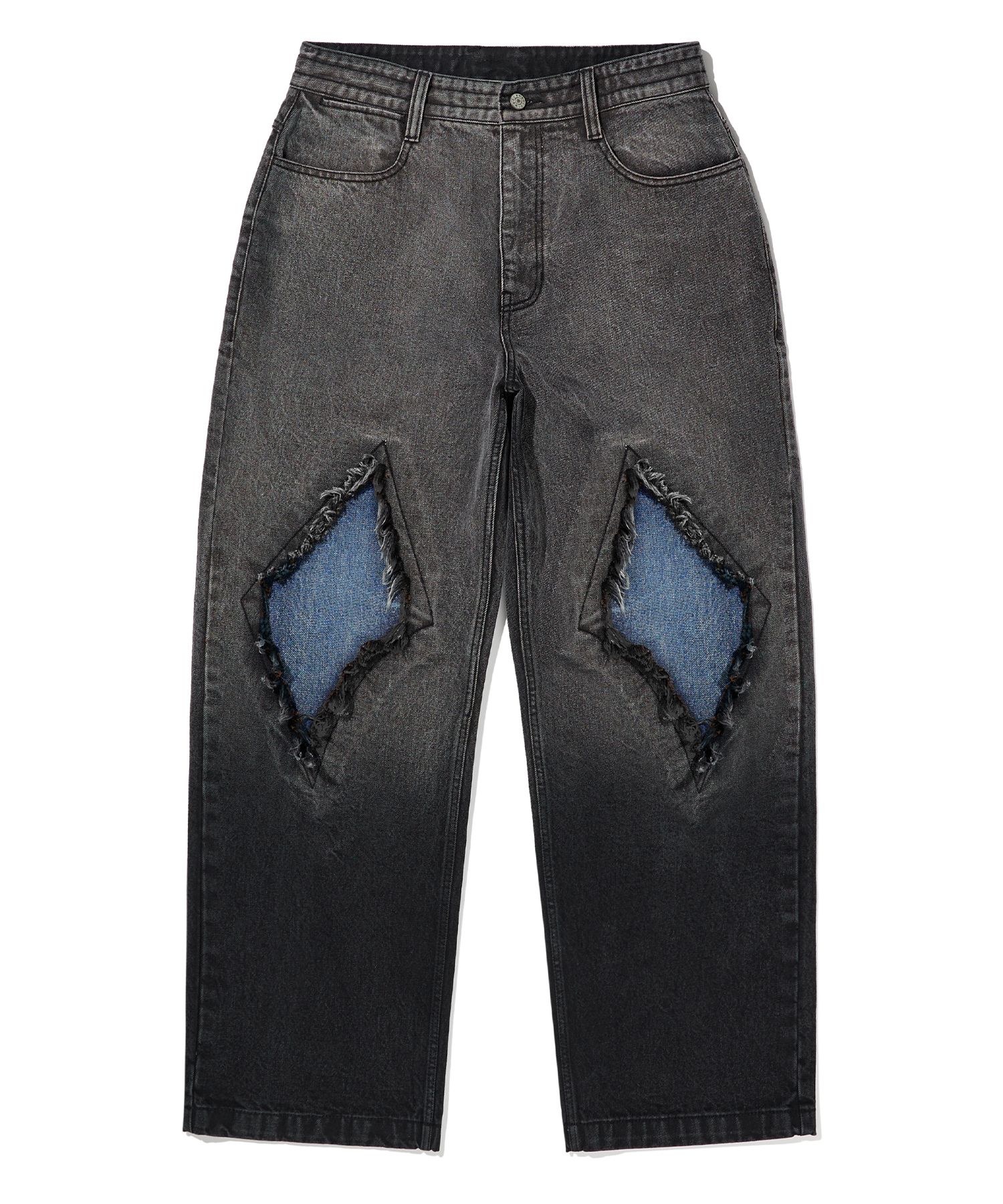 PATCHED STRAIGHT PANTS - BLACK