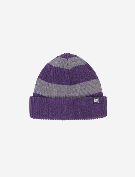 TAG STRIPE BEANIE - PURPLE brownbreath