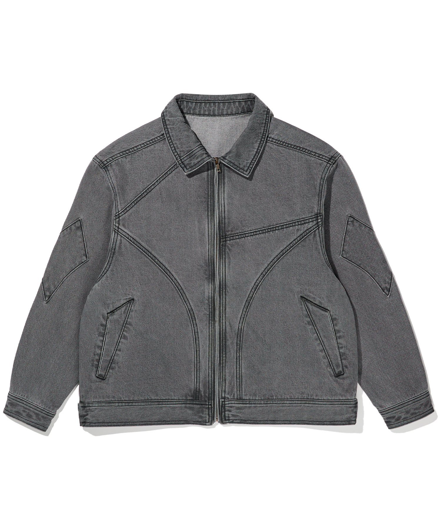 GEOMETRIC LINED DENIM JACKET - CHARCOAL brownbreath