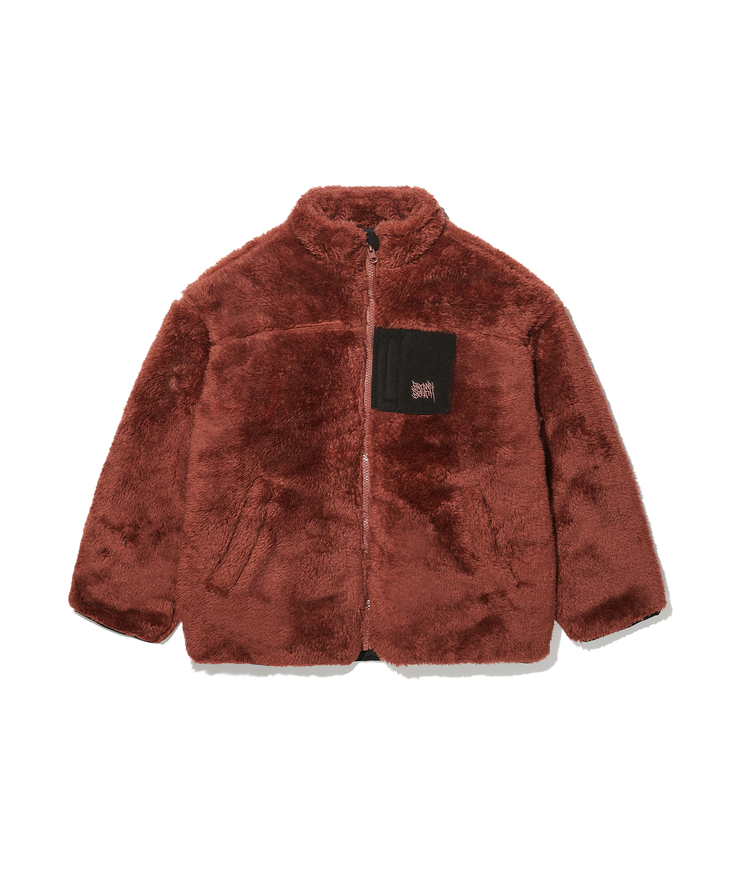 KIDS TAG SHEARING POCKET JACKET - BRICK RED brownbreath