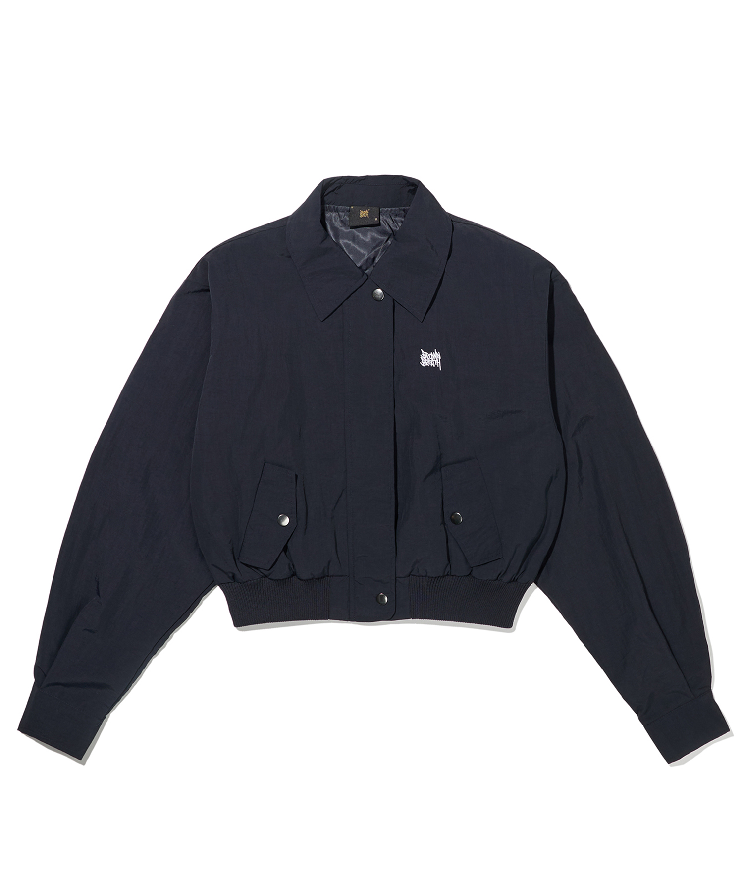 W CROP NYLON JACKET - NAVY brownbreath