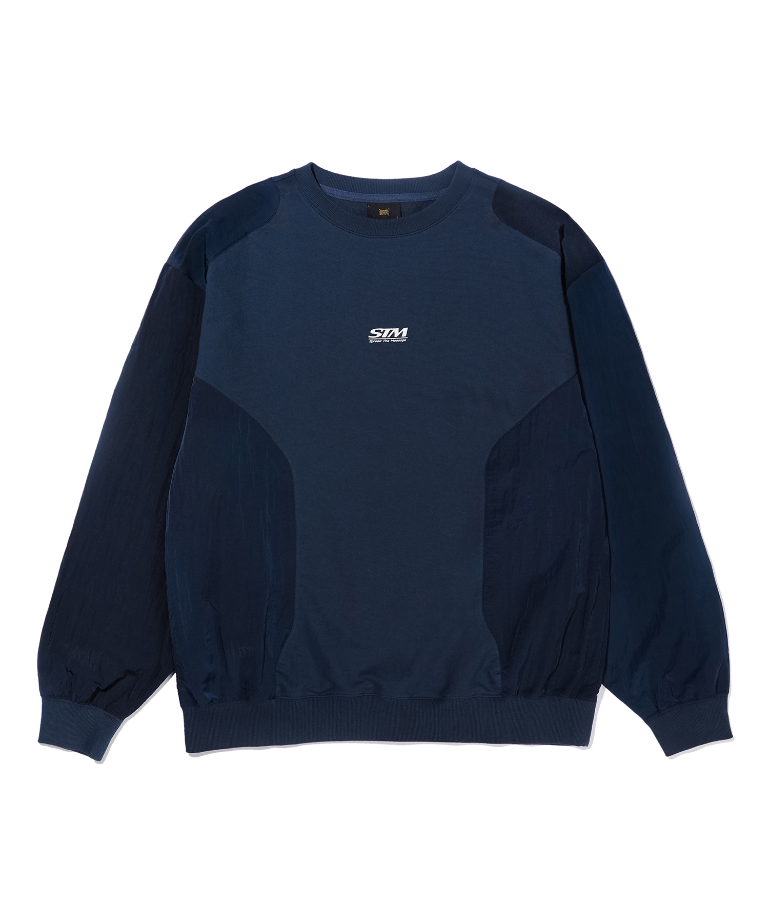 STM 2TONE CREWNECK - NAVY brownbreath