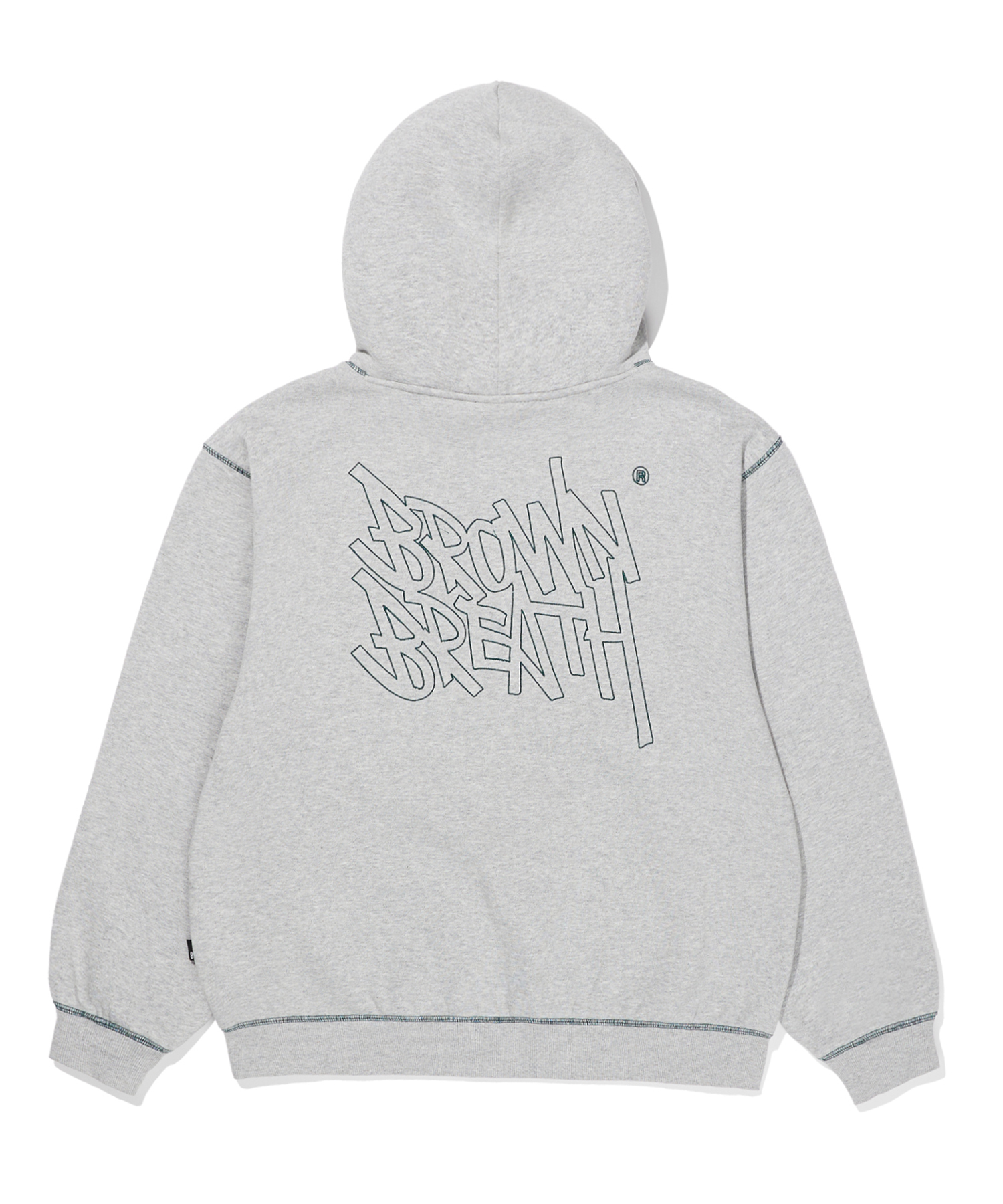 STITCH TAG HOODIE - MELANGE GREY brownbreath