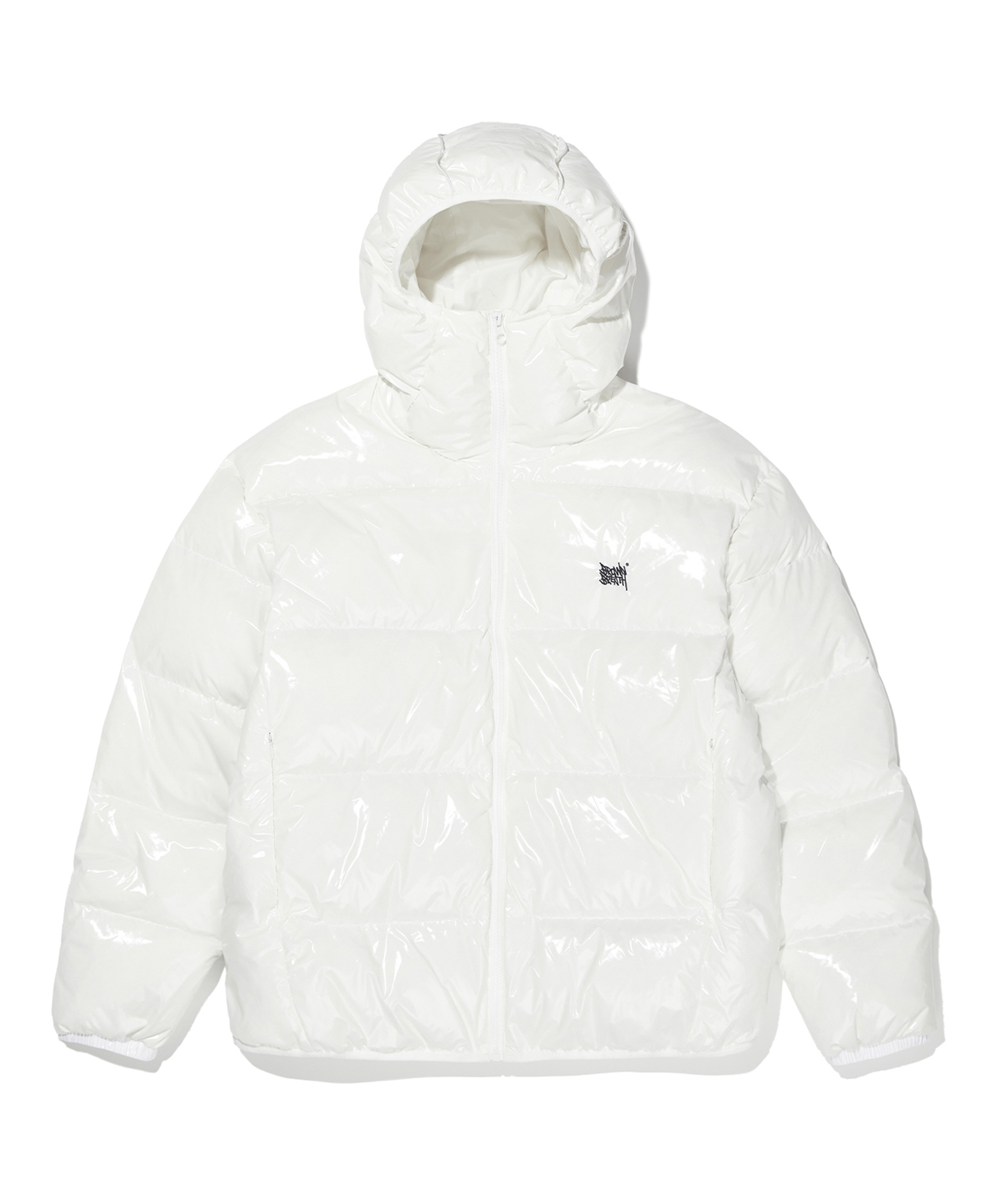 TAG HOOD DOWN PUFFER - WHITE brownbreath