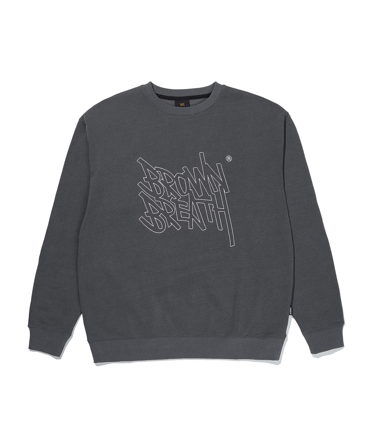 TAG STITCH CREWNECK - CHARCOAL brownbreath