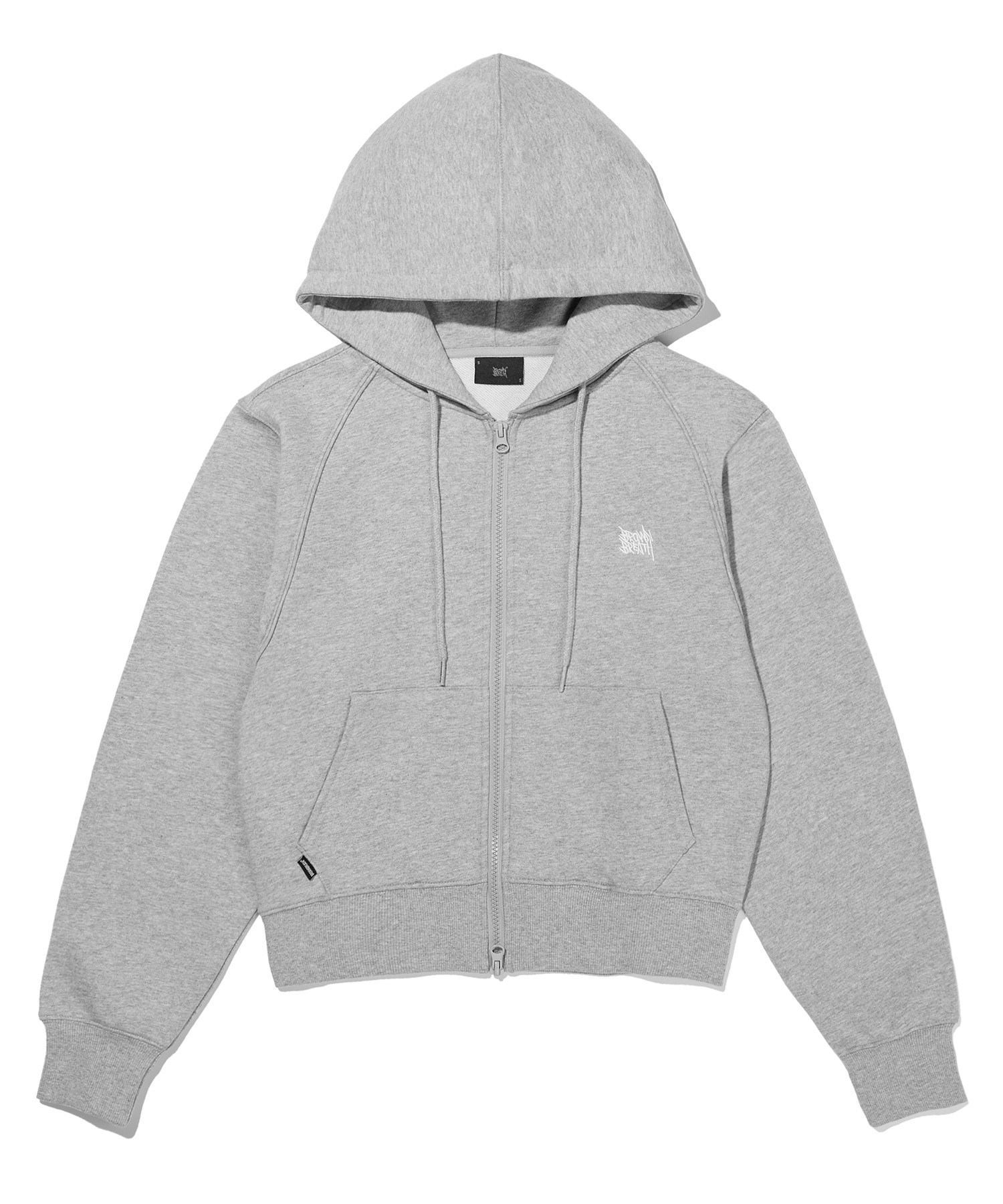 W TAG CROP HOOD ZIP-UP - MELANGE GRAY brownbreath