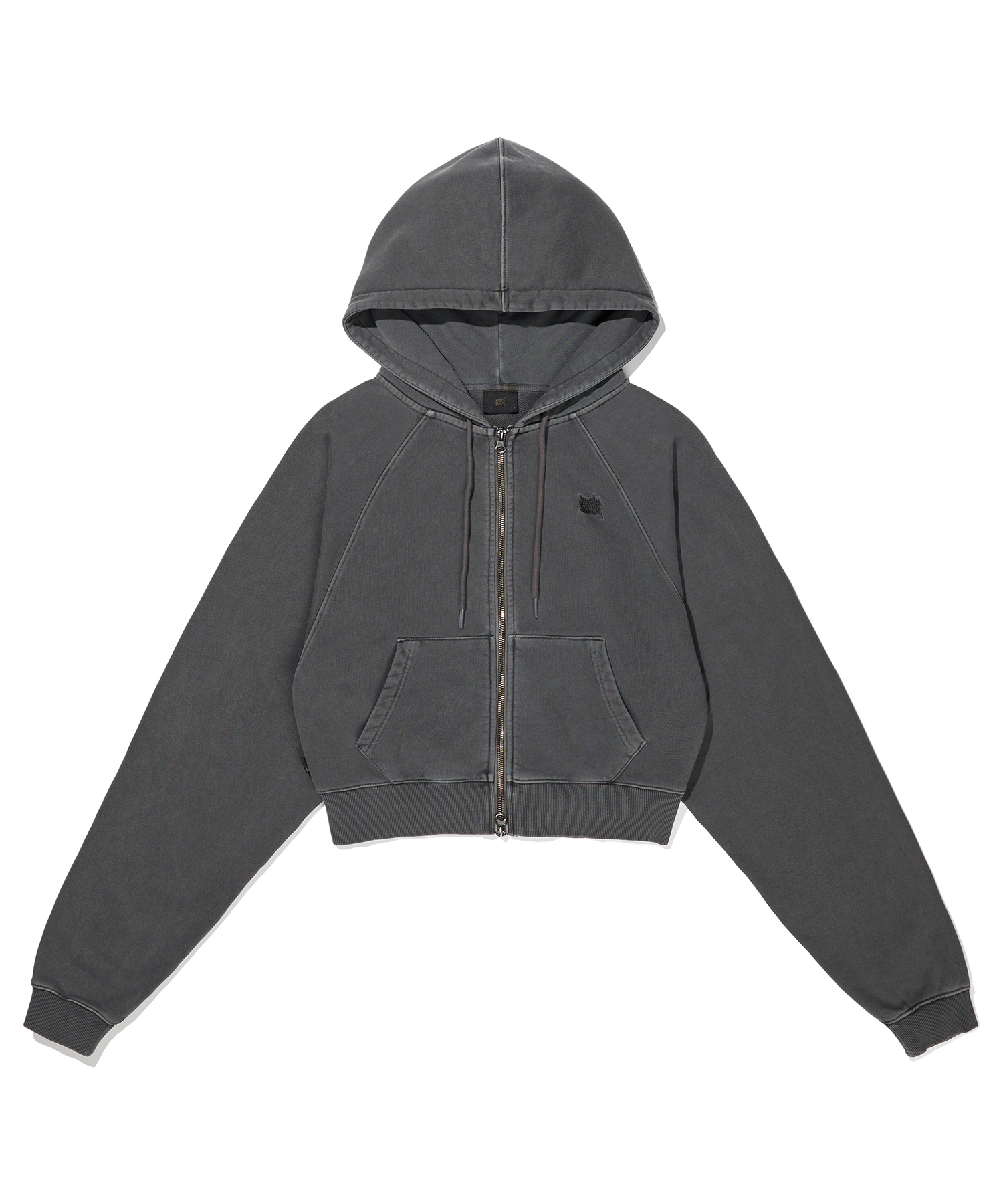 W PIGMENT HOOD ZIP UP - CHARCOAL brownbreath