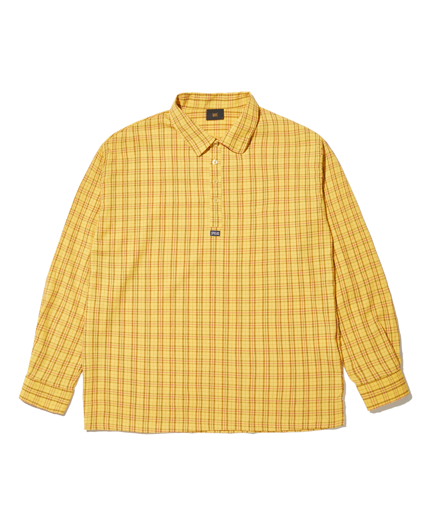 SPREAD HALF BUTTON SHIRTS - YELLOW brownbreath