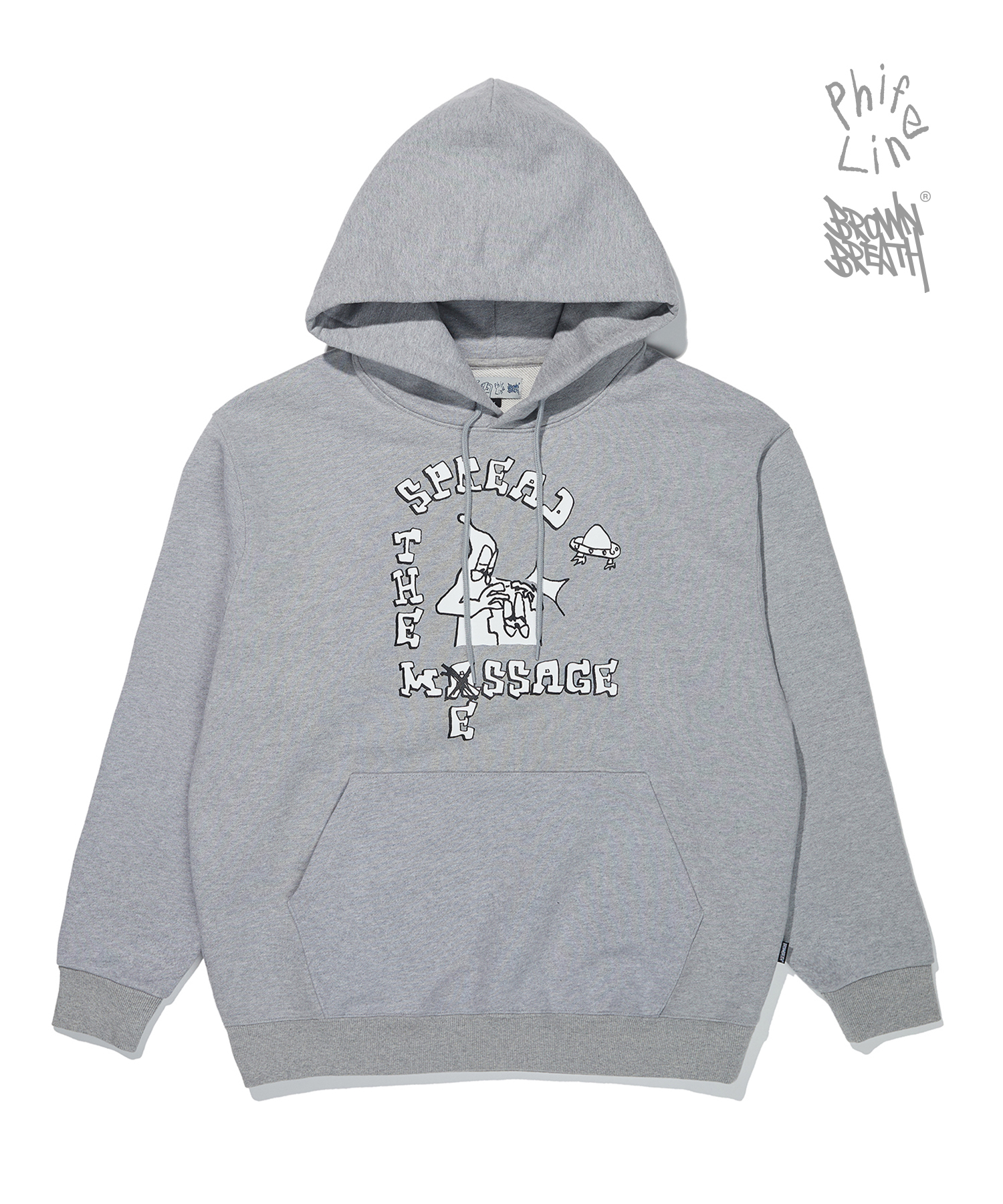 BXP COLLAB HOODIE - MELANGE GREY brownbreath