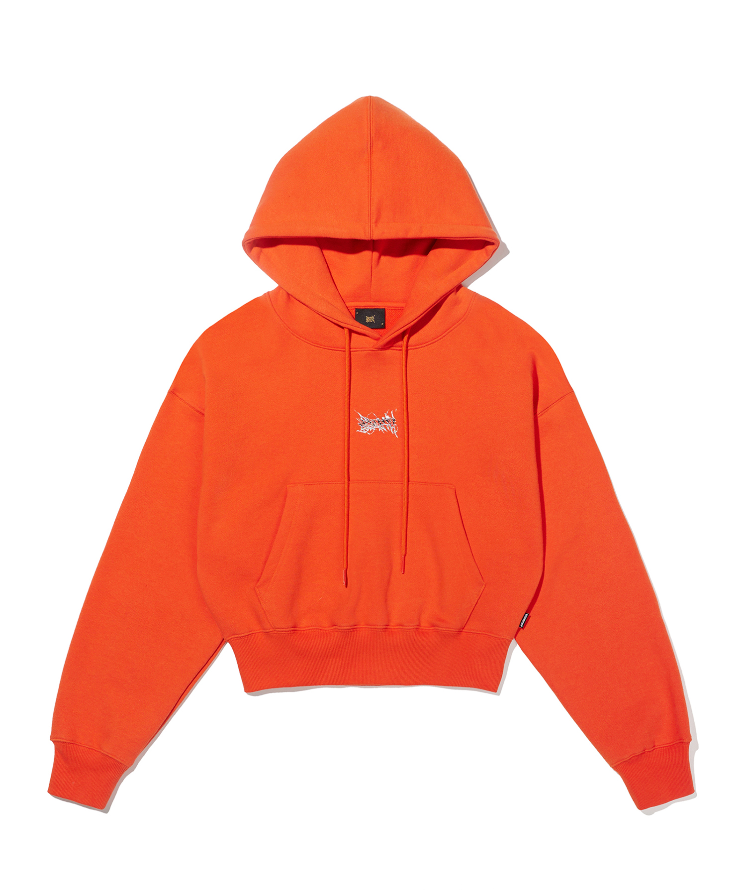 W CHROME TAG CROP HOODIE - RED ORANGE brownbreath