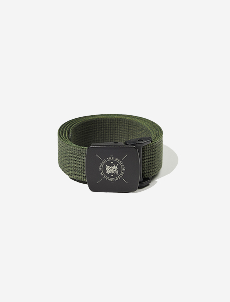 STAMP TAG WEBBING BELT - KHAKI brownbreath