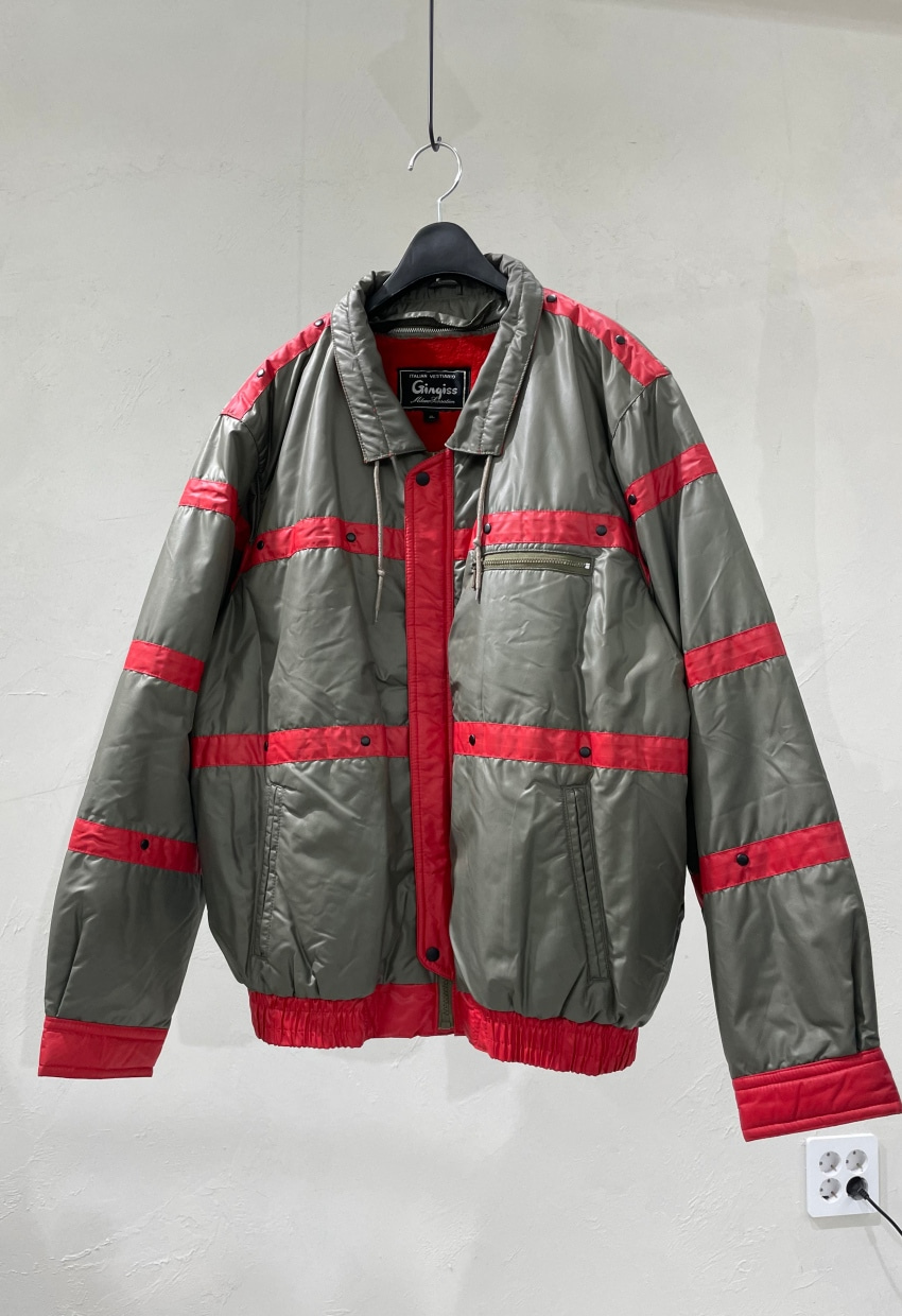 1990&#039;s Vintage Red Bondage Bomber