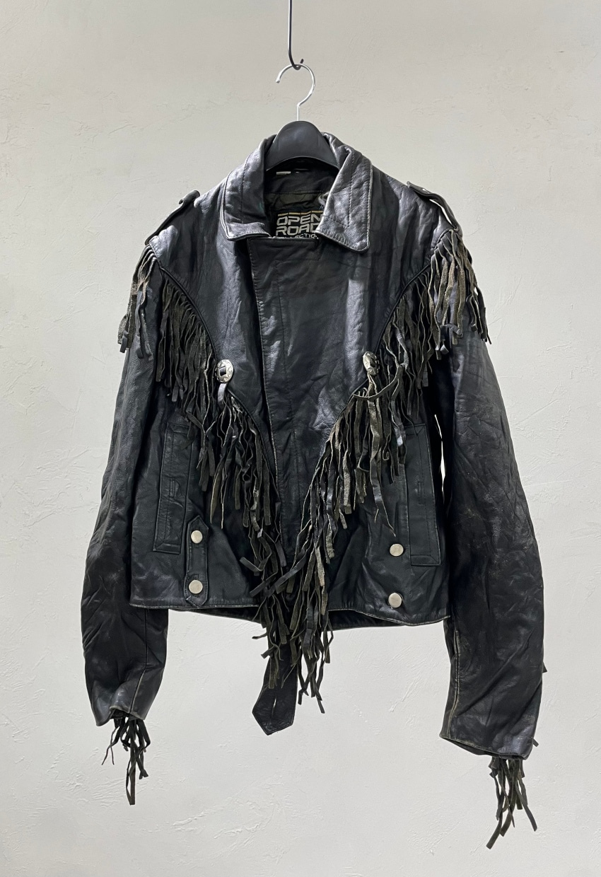 1990&#039;s OPEN ROAD Fringe Leather Jacket