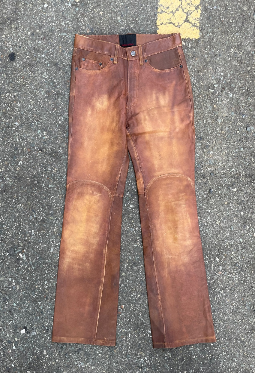 CUSTOM CULTURE Hard Faded Goat Leather Boots Cut Pants