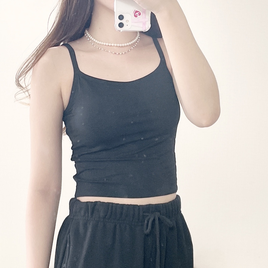 모달 크롭 캡나시 : Ivory. Black