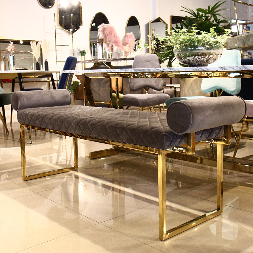 Velvet Gold Armrest Stool Bench CL232끌레오 CLEO