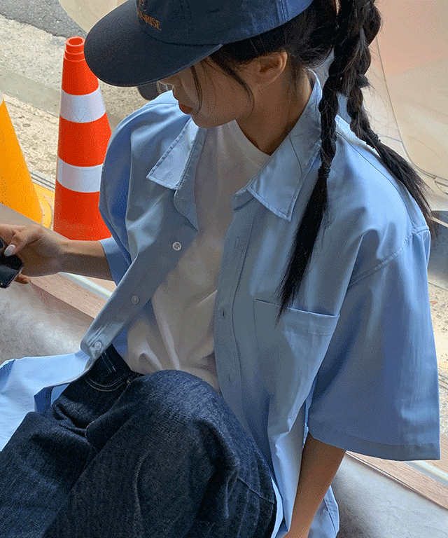 아브 오버핏 반팔 셔츠(공용, 여름신상, 레이어드) - 6 color