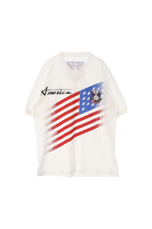 JAPAN (Man - F) 코튼 AMERICA 프린팅 브이넥 반팔 티셔츠