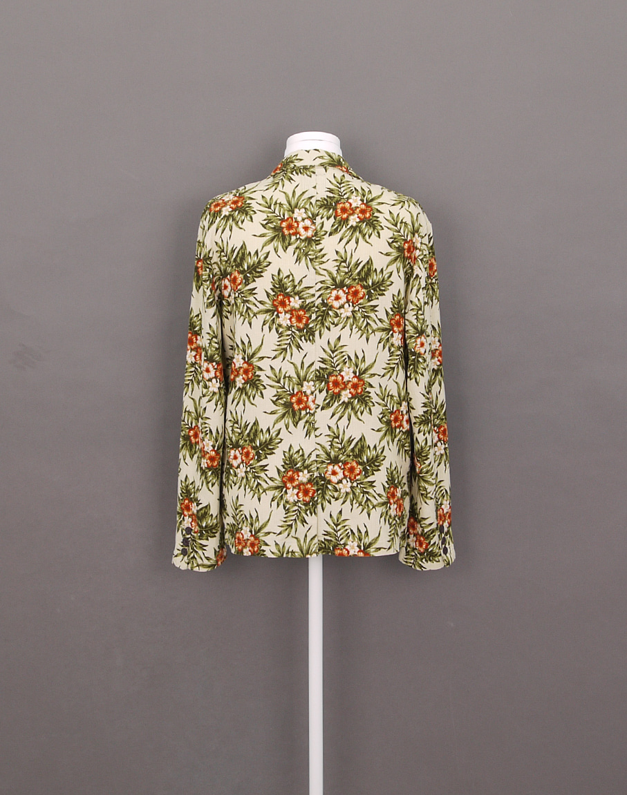 BROWNY VINTAGE Linen Blend Floral Jacket