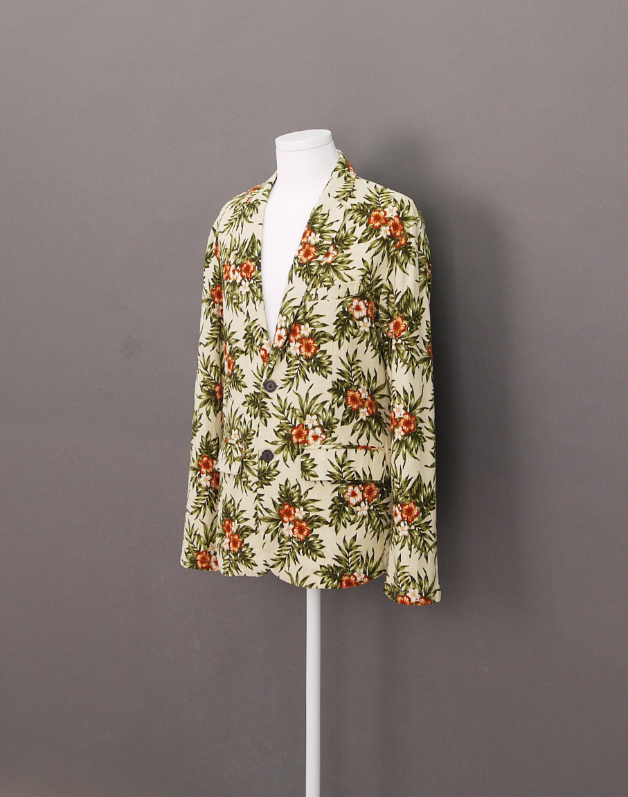 BROWNY VINTAGE Linen Blend Floral Jacket