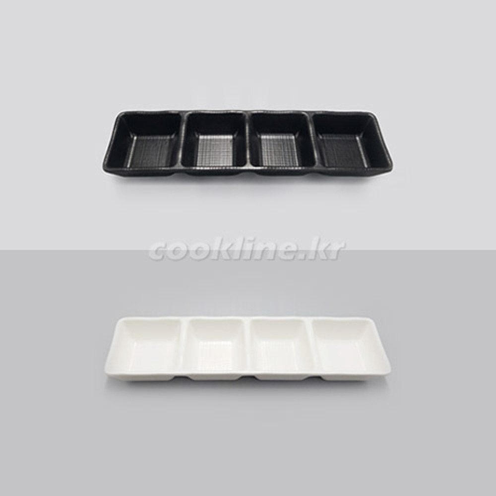 그린메라민  매트 네칸종지 265x73x31mm  [블랙~화이트 칼라 택1] 사각종지 나눔접시 칸접시 멜라민접시 최소주문 10개