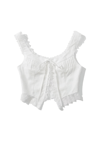 [M 당일배송] 패션유투버PICK🤍French retro pure lace sleeveless vest (S,M)