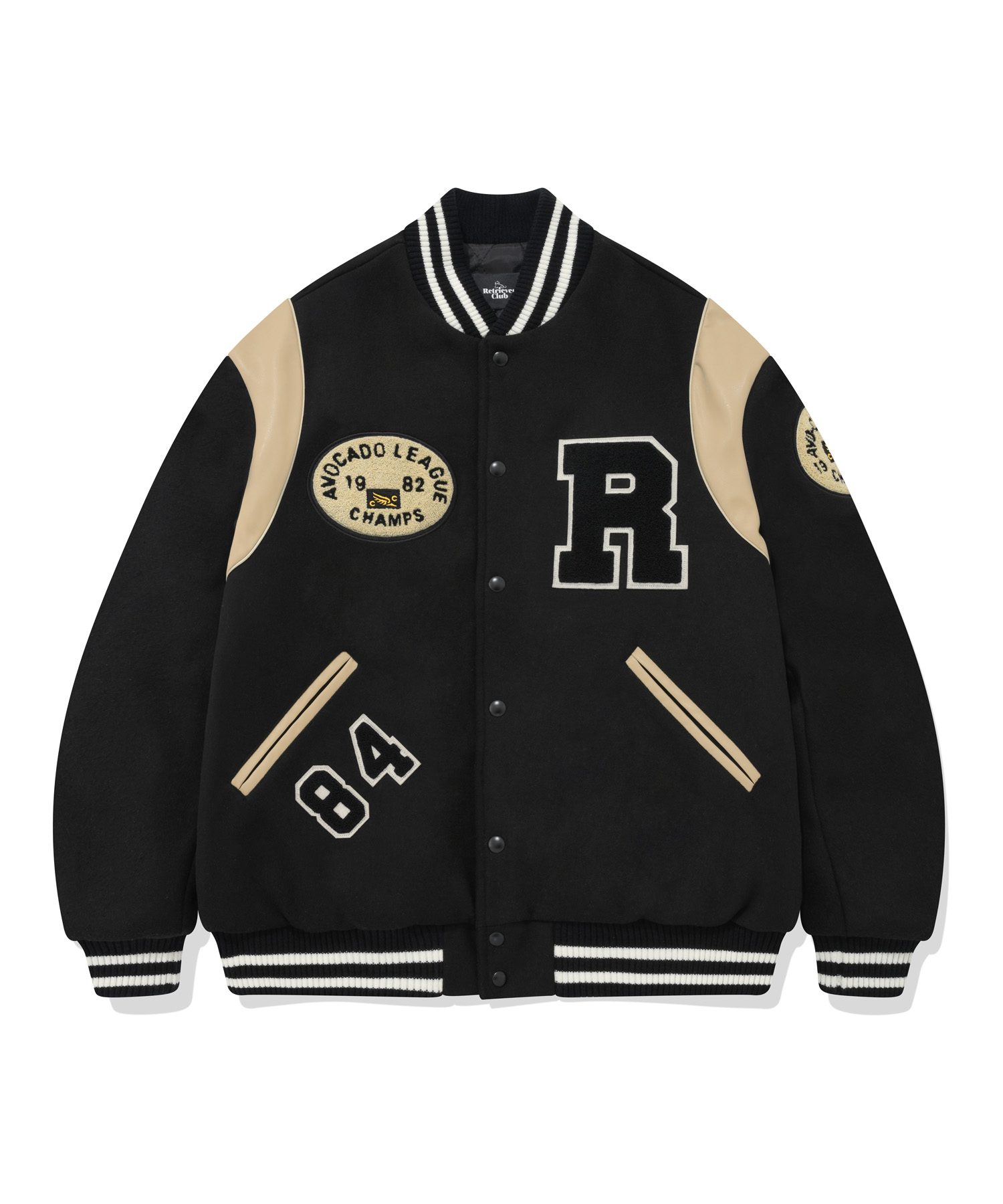 BIG R LOGO PATCH  STADIUM JACKET [BLACK]