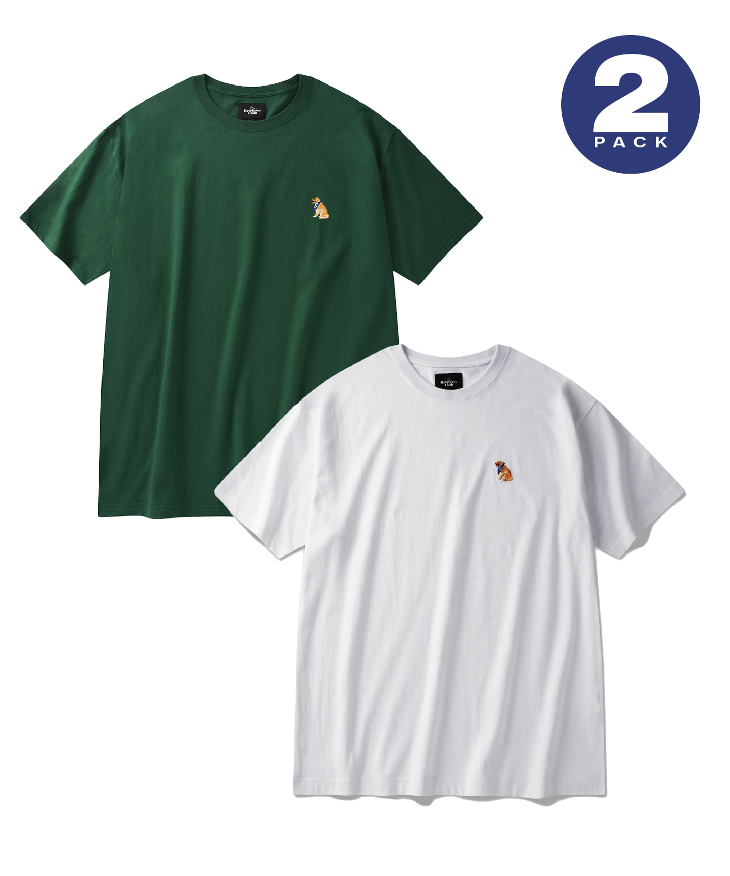 2-PACK SMALL RETRIEVER SHORT SLEEVE [WHITE / GREEN]