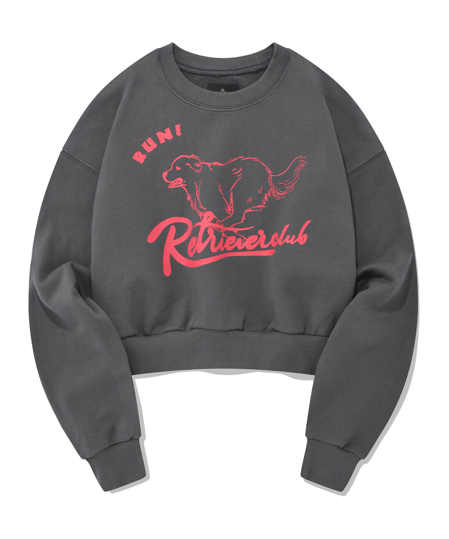 PAINTING RUNNING DOG CROP CREWNECK [CHARCOAL GRAY]