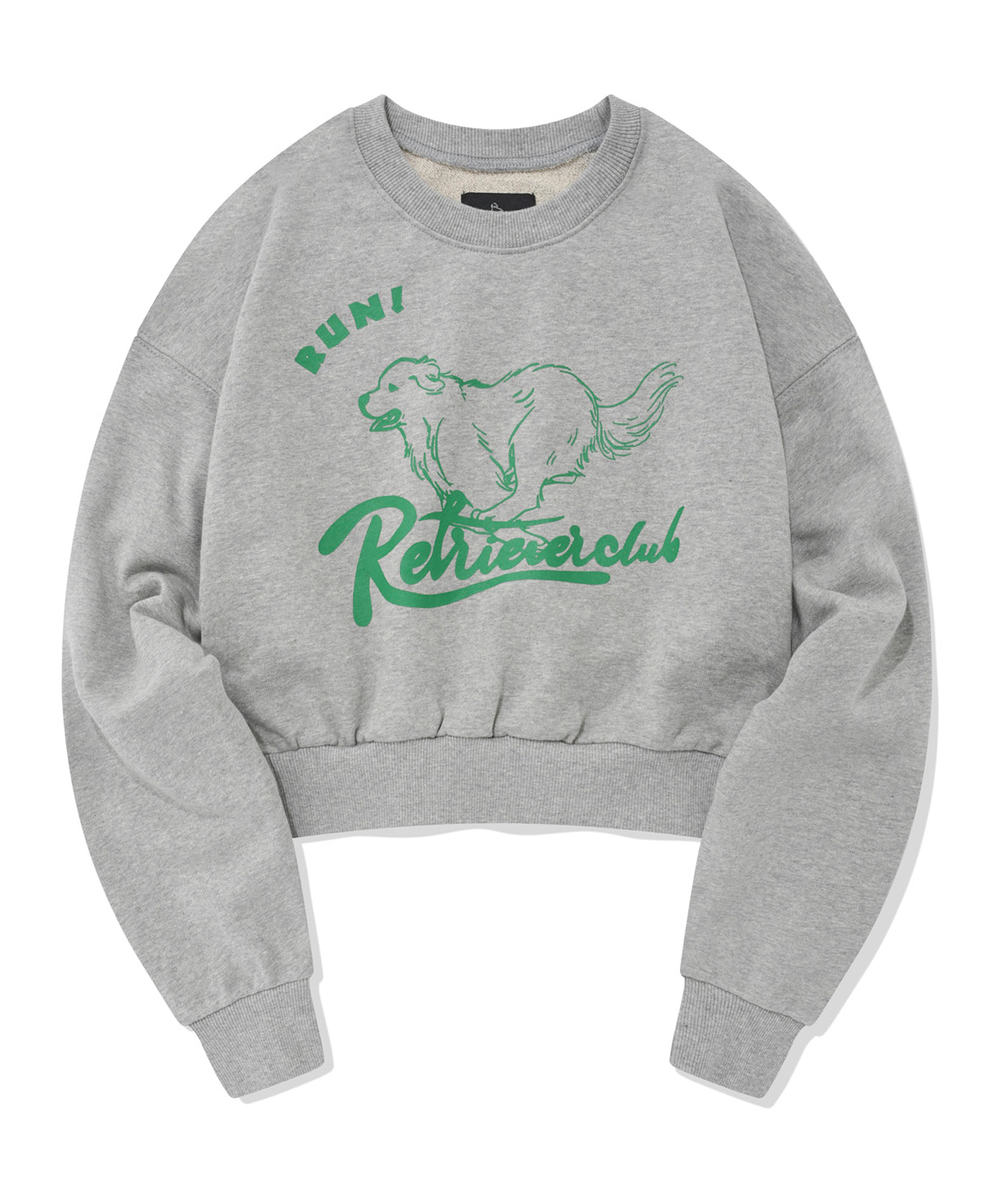 PAINTING RUNNING DOG CROP CREWNECK [GRAY]