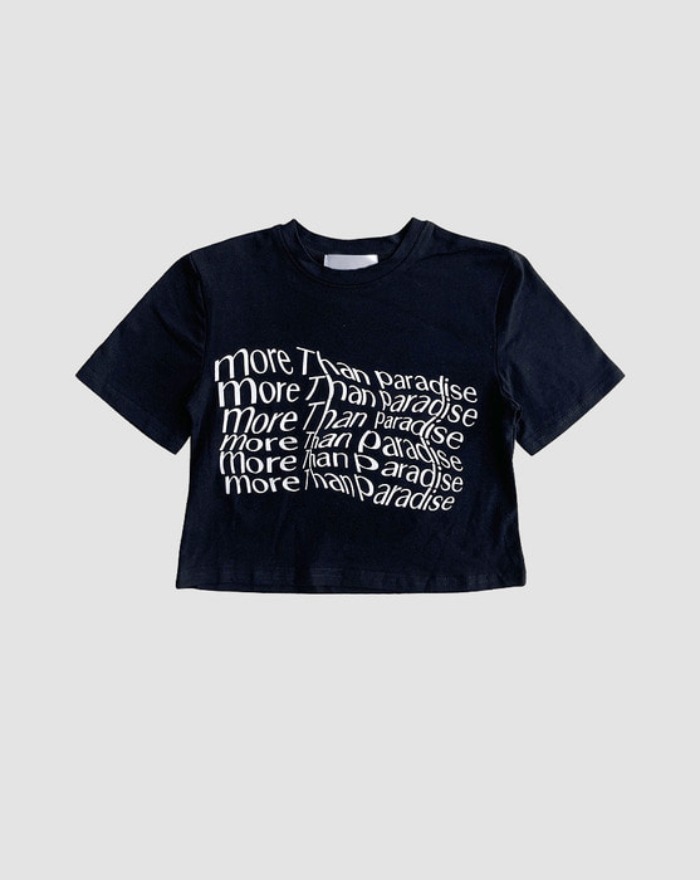 more lettering cotton short-sleeve crop T-shirt