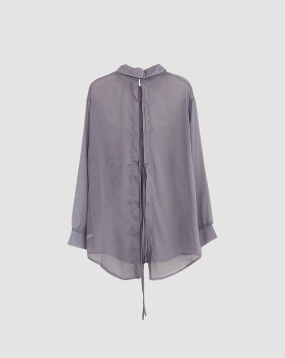 see-through ruffled long shirt