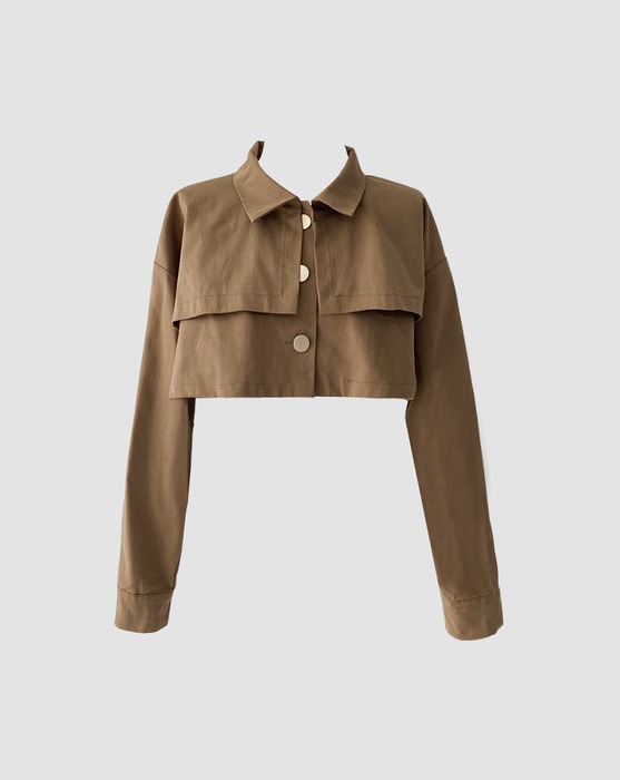 Autumn boxy button cropped jacket