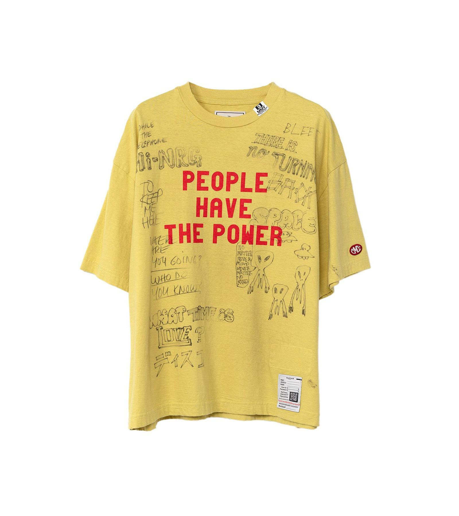 Distressed Print T-shirt (Yellow)