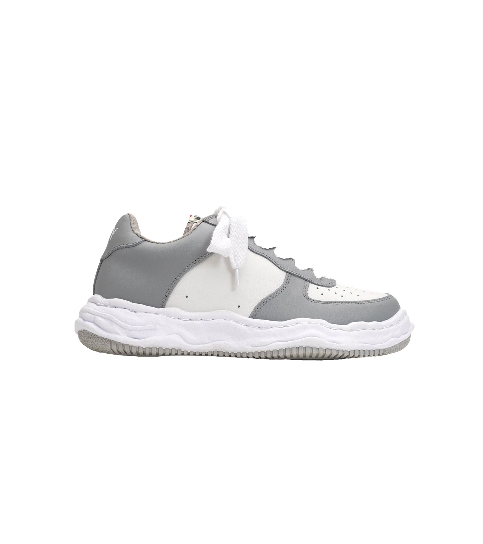 ( M ) &quot;WAYNE&quot; OG Sole Leather Low-top Sneaker(Gray/White)