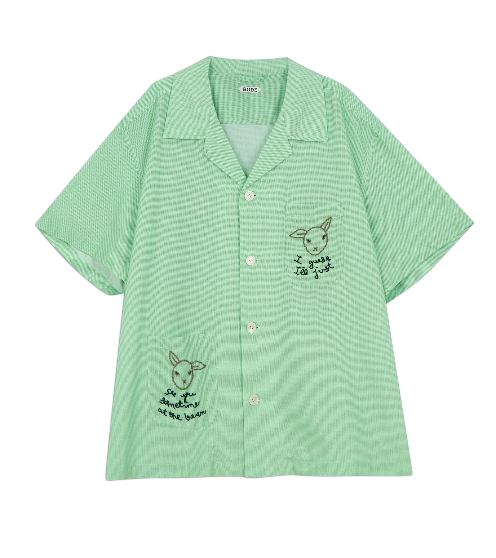 ( M ) See You at the Barn Short Sleeve Shirt(White/Green)