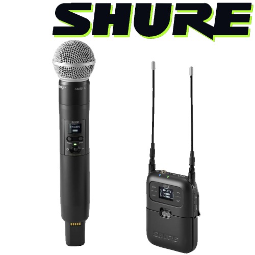 슈어 SLXD25/SM58 포터블 핸드헬드 송수신기 세트 SM58 마이크 포함 SHURE