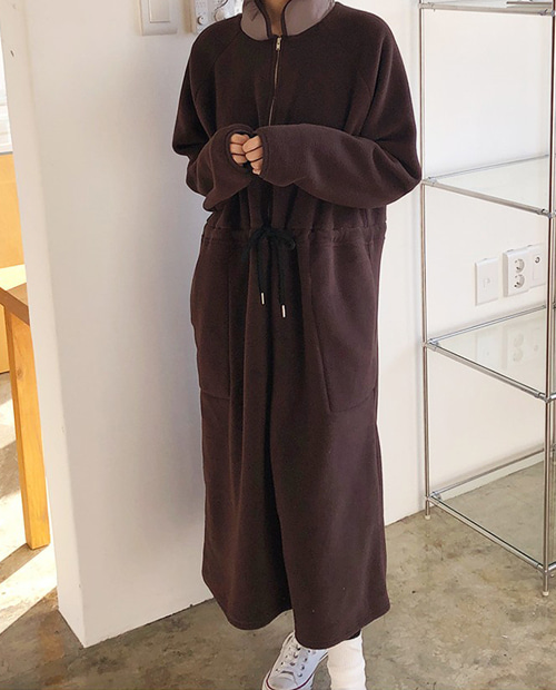 anorak fleece dress : brown