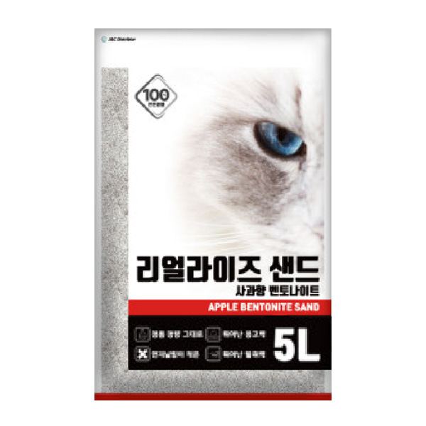 (고양이) 리얼라이즈 샌드 사과향 벤토나이트 5L