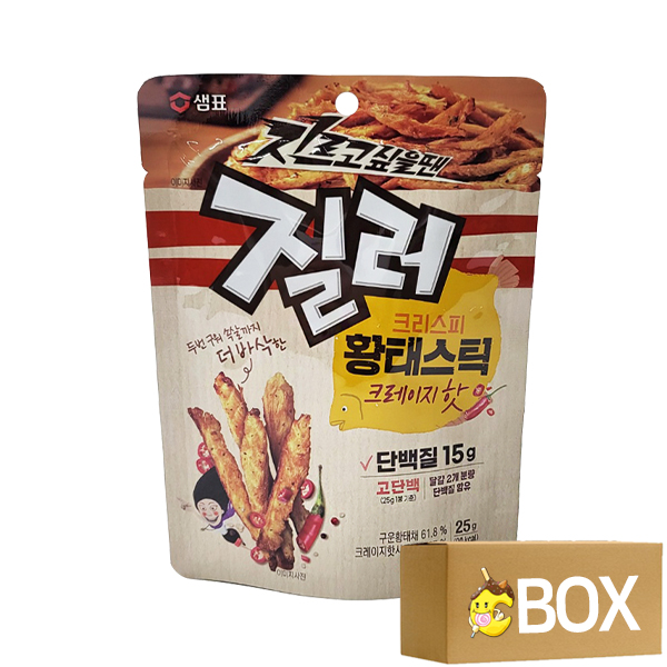 (소비기한 2024-06-25) 질러 크리스피 황태스틱 크레이지핫 25g X 20개입 1박스