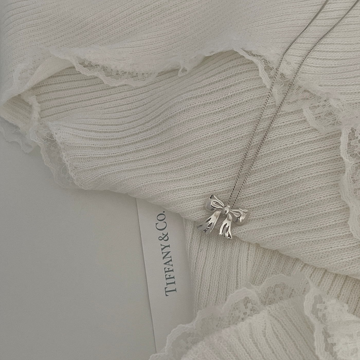 TIFFANY&amp;CO ribbon 925 silver necklace