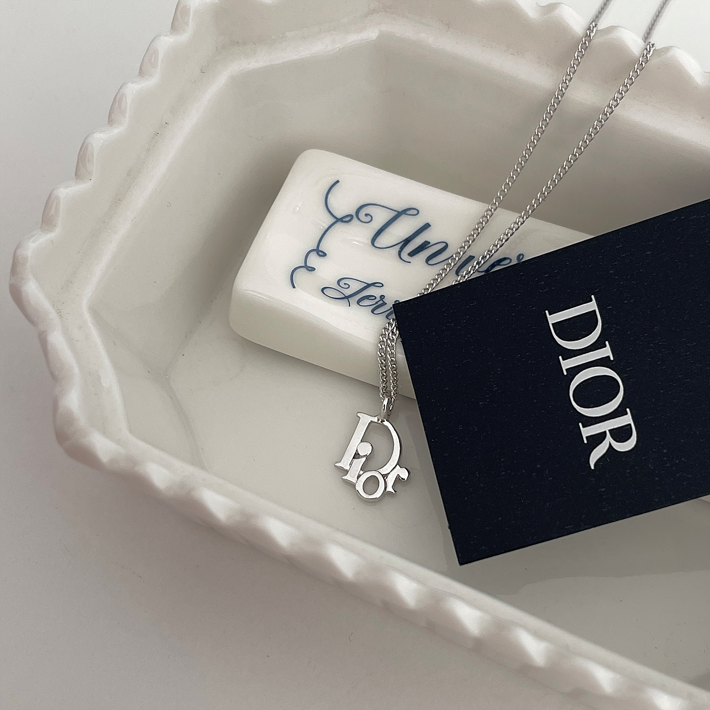 CHRISTIAN DIOR simple logo necklace